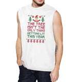 The Tree Is Not The Only Thing Getting Lit This Year Mens White Muscle Top