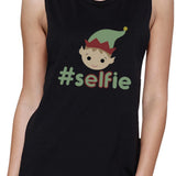 Hashtag Selfie Elf Womens Black Muscle Top