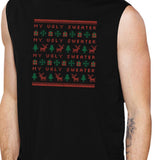 My Ugly Sweater Pattern Mens Black Muscle Top