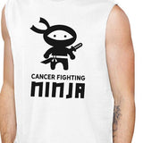 Cancer Fighting Ninja Mens White Muscle Top