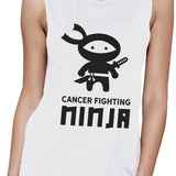 Cancer Fighting Ninja Womens White Muscle Top