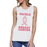 Tackle Breast Cancer Football Womens White Muscle Top