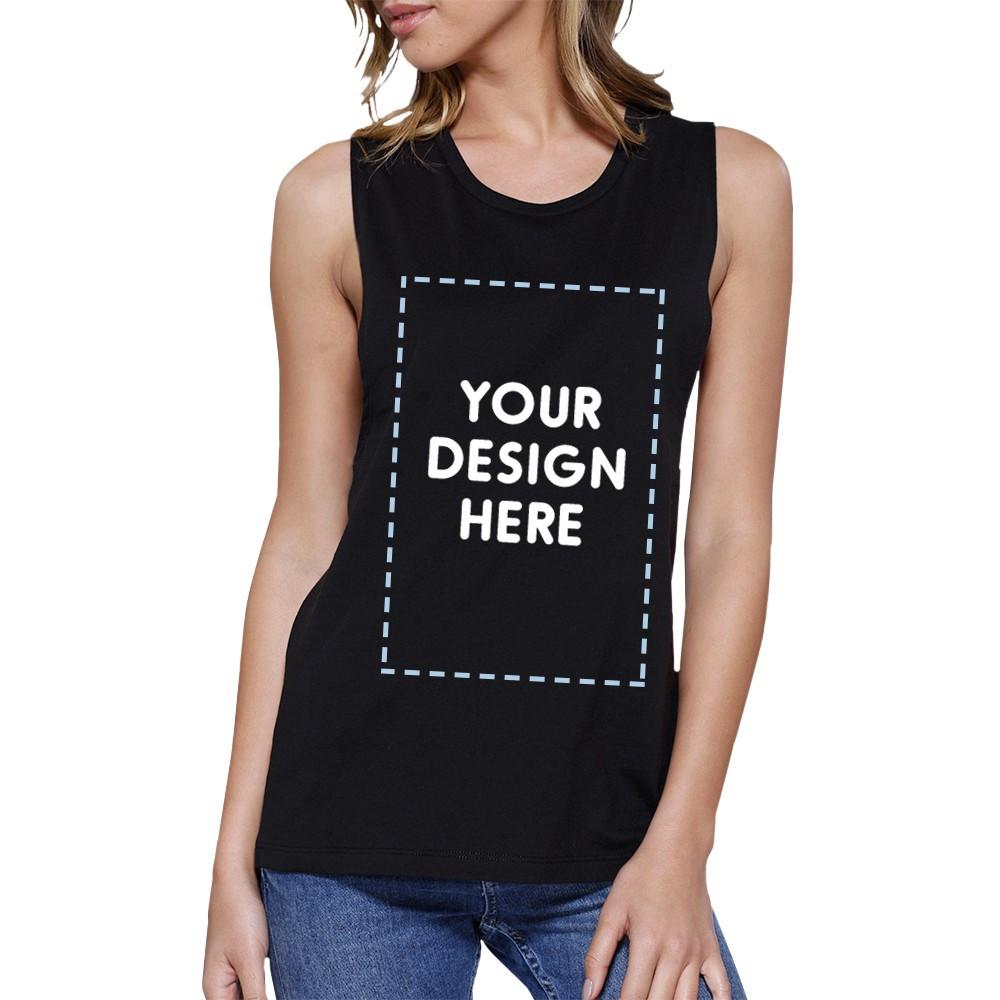 Custom Personalized Womens Black Muscle Top