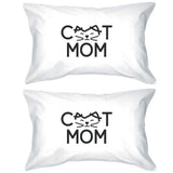 Cat Mom White Standard Size Pillow Case Cute Gifts For Cat Lovers