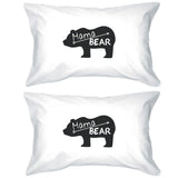 Mama Bear White Cotton Pillow Case Unique Design Gifts For Moms