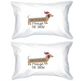 Dachshund Through The Snow White Pillowcases