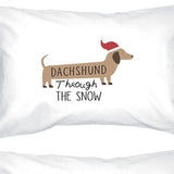 Dachshund Through The Snow White Pillowcases