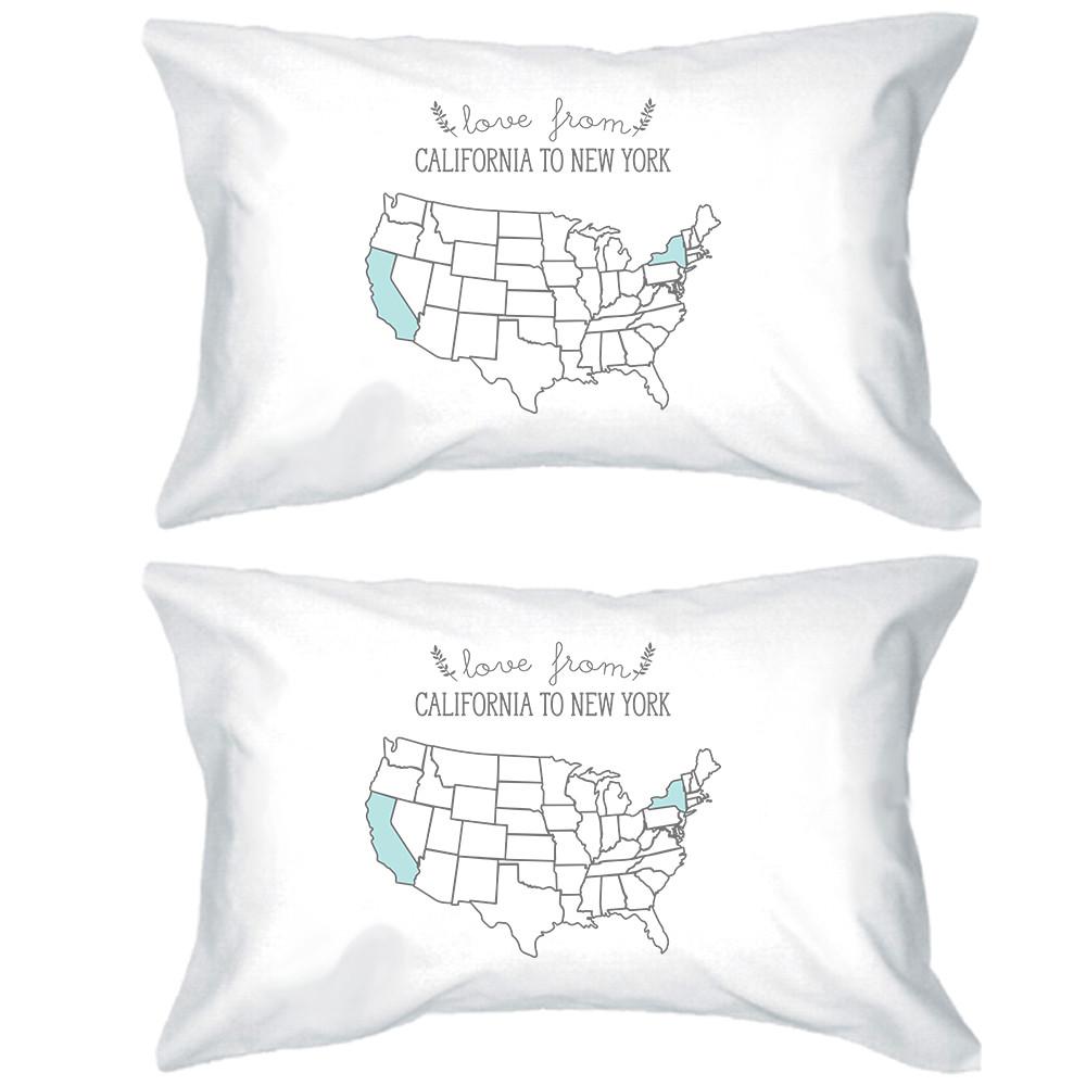 Love From States White Personalized Pillow Cases Customized Gifts