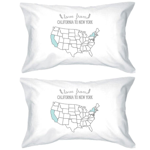 Love From States White Personalized Pillow Cases Customized Gifts