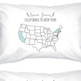 Love From States White Personalized Pillow Cases Customized Gifts