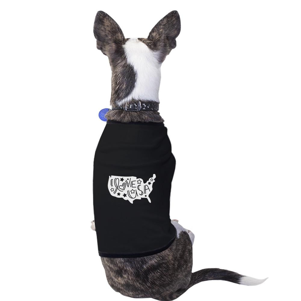 I Love USA Map Unique Design Pets Graphic Tee Shirt For 4th Of July