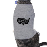 I Love USA Map Cute Grey Pet Shirt For Small Dogs 4th Of July Gifts
