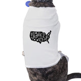 I Love USA Map White Dog Shirt For Independence Day Small Dog Only