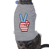 Peace Sign American Flag Grey Small Dog Shirt Cute Design Pet Shirt