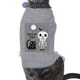 Trick-Or-Treat Skeleton Black Cat Pets Grey Shirt