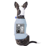 Trick-Or-Treat Skeleton Black Cat Pets Sky Blue Shirt