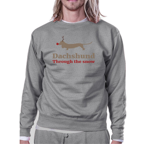 Dachshund Through The Snow Sweatshirt Christmas Pullover Fleece