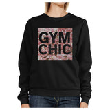 Gym Chic Black Sweatshirt Work Out Pullover Fleece Sweatshirts