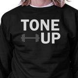 Tone Up Black Sweatshirt Work Out Pullover Fleece Sweatshirts