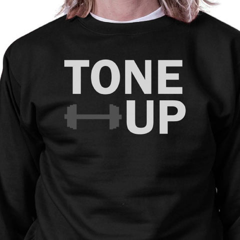 Tone Up Black Sweatshirt Work Out Pullover Fleece Sweatshirts