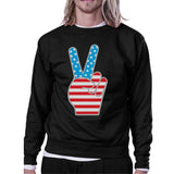 Peace Sign American Flag Sweatshirt Pullover Fleece Unisex Grey