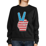 Peace Sign American Flag Sweatshirt Pullover Fleece Unisex Grey
