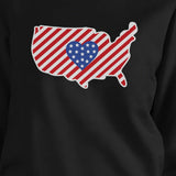 Heart USA Map American Flag Unique 4 Of July Round Neck Sweatshirt