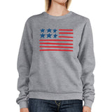 USA Flag Cute American Flag Design Sweatshirt Unisex Grey Fleece