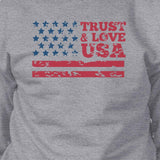 Trust & Love USA Unisex Grey Sweatshirt Crewneck Pullover Fleece