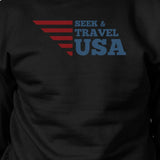 Seek & Travel USA Unisex Graphic Sweatshirt Black Round Neck Fleece