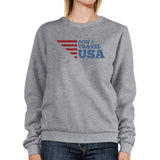 Seek & Travel USA Unisex Graphic Sweatshirt Gray Round Neck Fleece