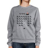 Pixel Game Santa And Rudolph Grey Sweatshirt
