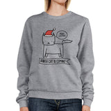 Meowy Catmas Santa Cat Is Coming Grey Sweatshirt