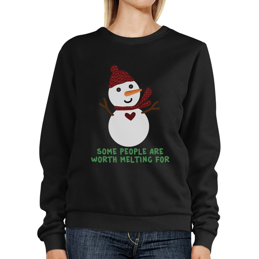 Some People Are Worth Melting For Snowman Black Sweatshirt