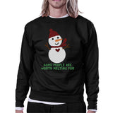 Some People Are Worth Melting For Snowman Black Sweatshirt