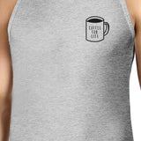 Coffee For Life Mens Grey  Sleeveless Tank Top For Coffee Lover