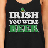 Irish You Were Beer Women's Black St Patricks Day Sleeveless Top
