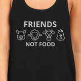 Friends Not Food Womens Black Tanks Unique Design For Animal Lovers