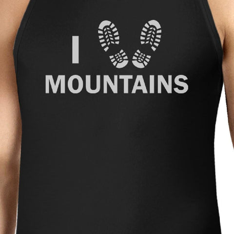 I Heart Mountains Men's Black Cotton Tanks For Mountain Lovers
