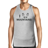 I Heart Mountains Men's Gray Round Neck Tank Top Earth Day Inspired
