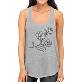 Flower Women's Gray Graphic Tanks Trendy Design Cute Top For Women