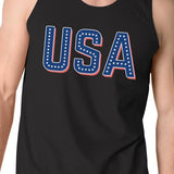 USA With Stars Mens Cotton Tank Top Unique USA Letter Printed Tee