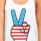 Peace Sign American Flag Unique Independence Day Tank Top For Her