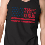 Trust Love USA Mens Black Tank Top Round Neck Line Cotton Tanks