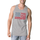 Trust Love USA Mens Grey Tank Top Round Neck Line Cotton Tanks