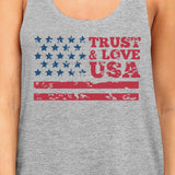 Trust Love USA Womens Grey Tank Top Round Neck Line Cotton Tanks