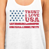 Trust Love USA Womens White Tank Top Round Neck Line Cotton Tanks