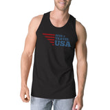 Seek & Travel USA Mens Black Sleeveless Tee Shirt Round Neck Tanks