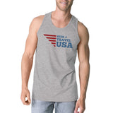 Seek & Travel USA Mens Gray Sleeveless Tee Shirt Round Neck Tanks