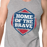 Home Of The Brave Gray Cotton Unique Graphic Tank Top For Men